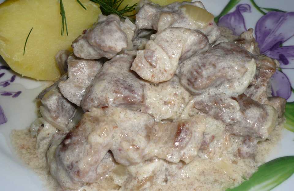 Бестрогон рецепт из свинины в сметанном