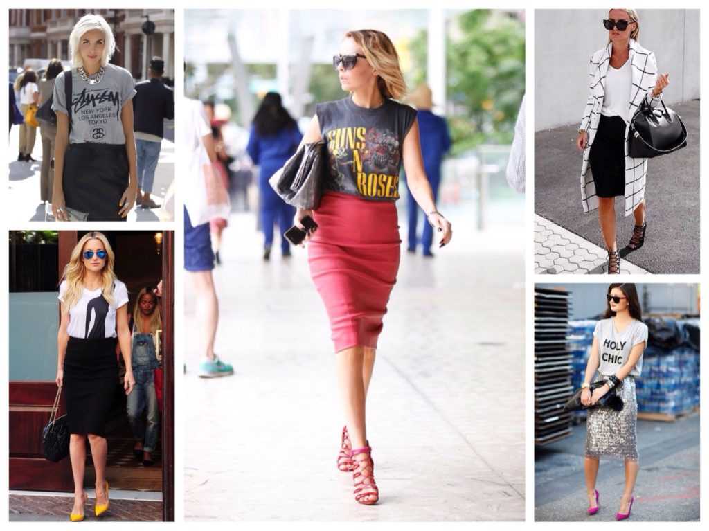 Как носить футболки с юбками: стильные сочетания