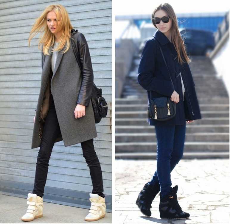 Пальто с кроссовками, особенности выбора верхней одежды и обуви
