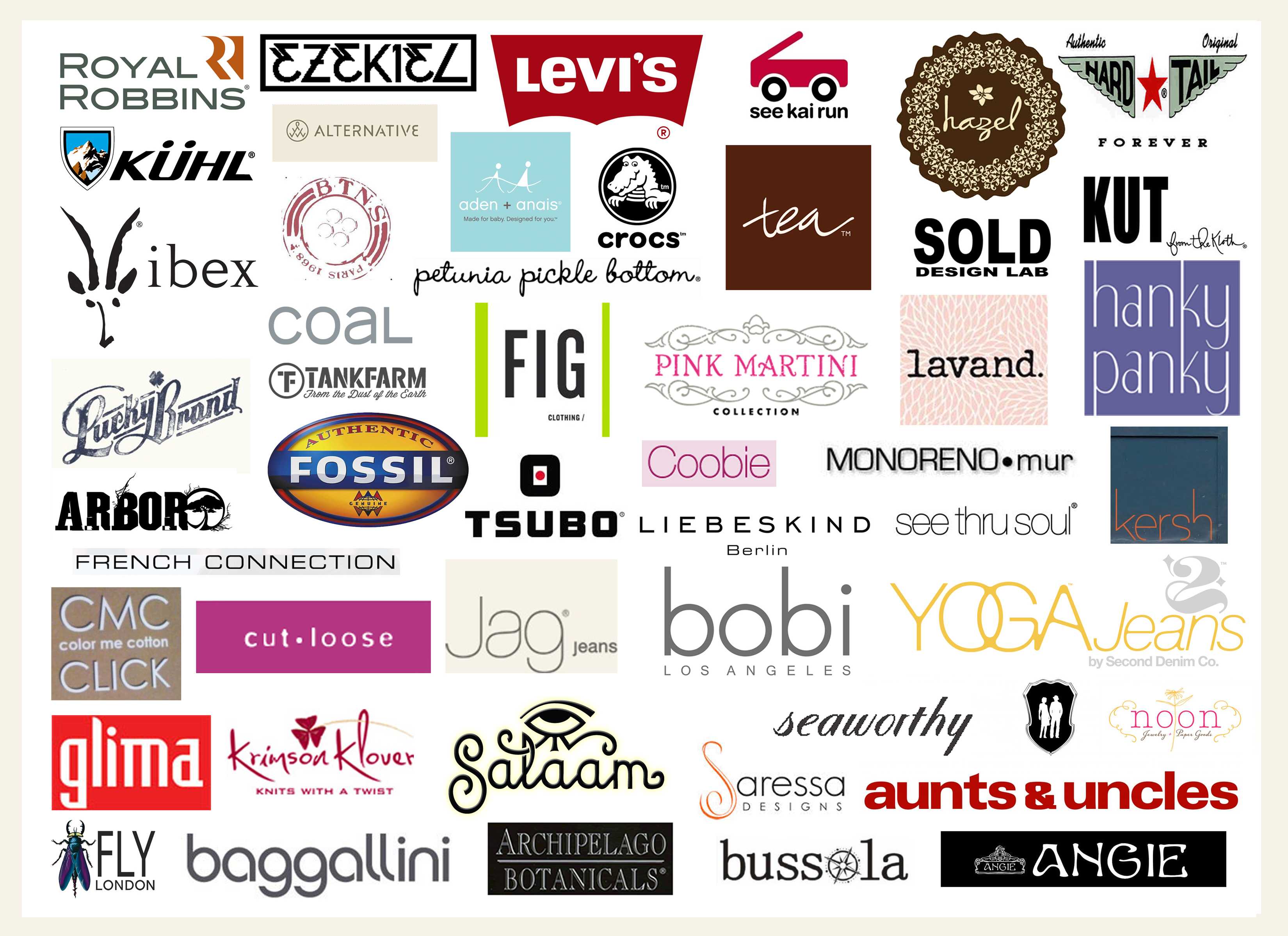 Логотипы известных брендов одежды и их названия
