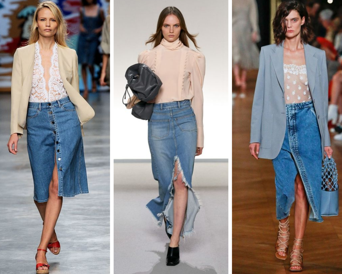 С чем носить джинсовую юбку: модные образы 2020 года