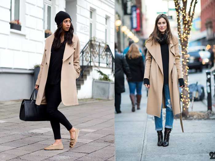 Что носить с бежевым пальто женское ниже колена