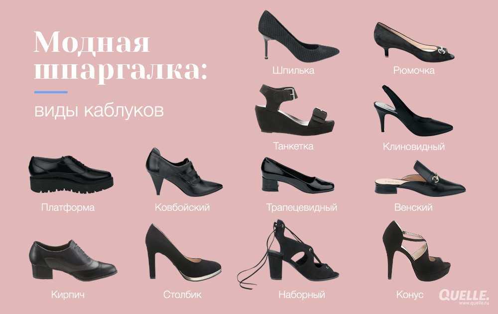 Виды женской обуви - названия, фото и описания
